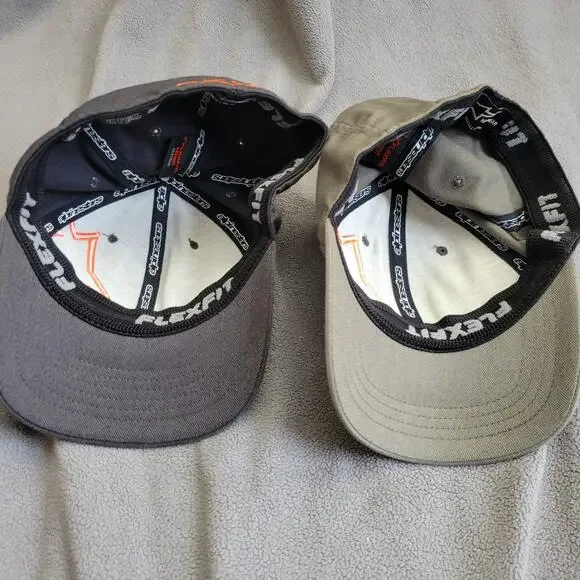 ALPINESTARS CORP Hat Cap Gray Green Flextfit Orange Logo 2PC - Picture 7 of 9